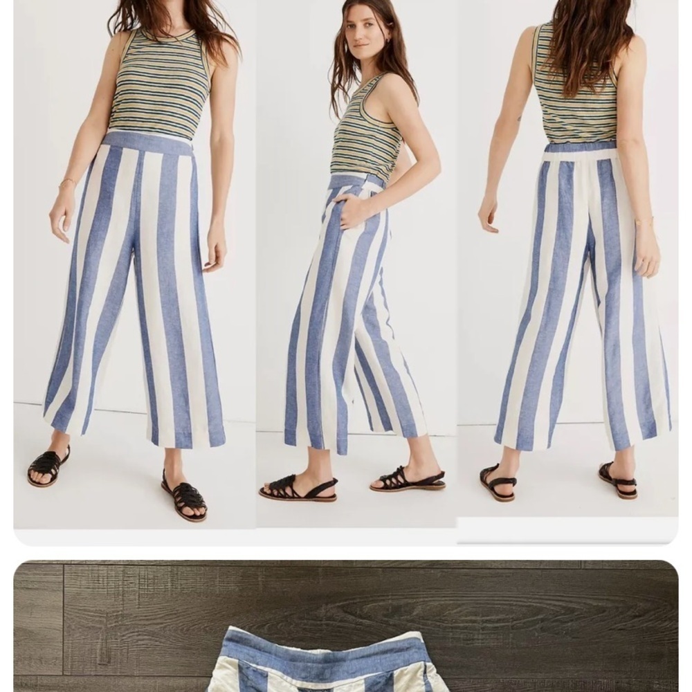 Madewell Huston Pull-On Crop Pants Parrot Stripe size Small - Picture 2 of 6